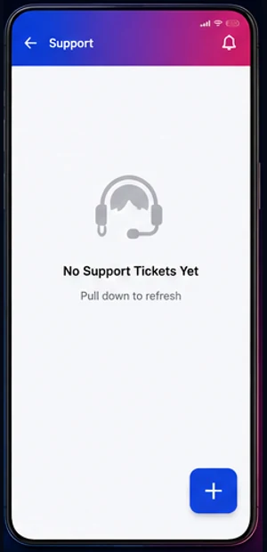 BT Conexa support screen for raising and reviewing support tickets.
